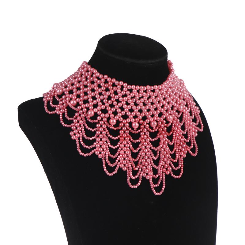 Imitation Perlen Falscher Kragen Halskette Hohl Design Imitation Perlen Latz Halskette Mehrschichtig Abnehmbarer Kragen Kleid Zubehör