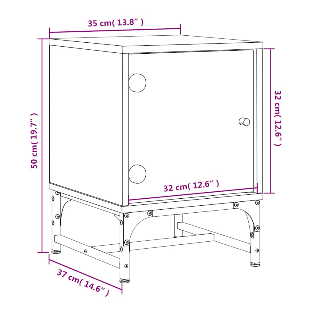 Nightstands with Glass Doors 2 pcs Sonoma Oak 35 x 37 x 50 cm