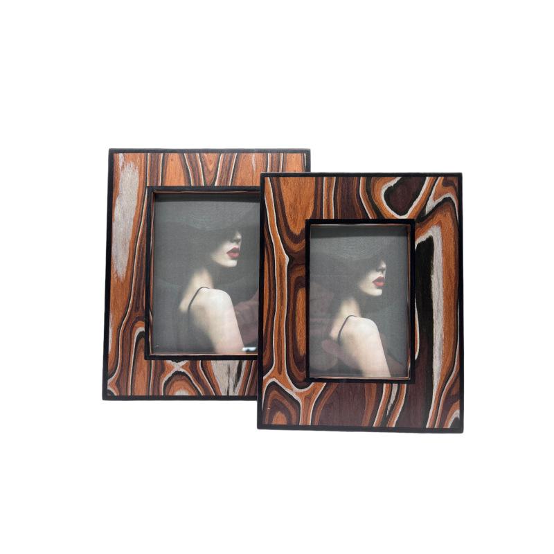 Modern Wooden Grain Ornament Storage Box - Decorative Display and Soft Furnishings for Home Decor.