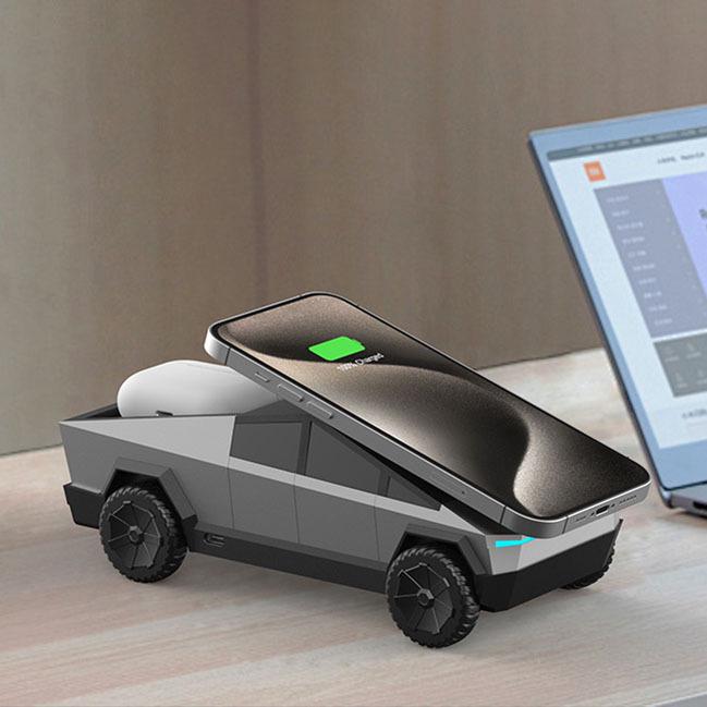 Qi2 Cyberpunk Pickup Truck Wireless Charger: 15W Fast Magnetic Charging for Phones