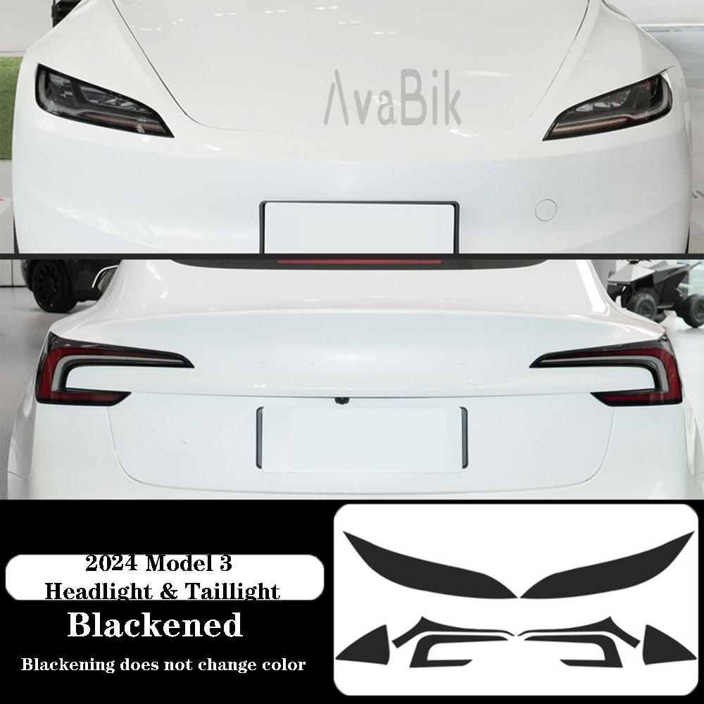 For Tesla Model 3 Highland 2024 PPF Headlight & Taillight Film Black Transparent Anti-scratch Self-healing Protection Stickers