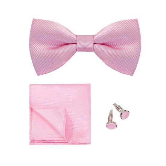 1 Set Men Bow Tie Kit Solid Color Bow Tie Kerchief Cufflinks Set Weddings Business Events Outfit Accessories