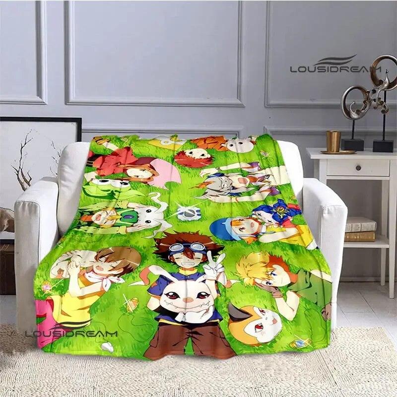 Digimon Cartoon Printing Blanket Flange Warm Blanket Picnic Blanket Home Travel Blanket Bed Linings Birthday Gift