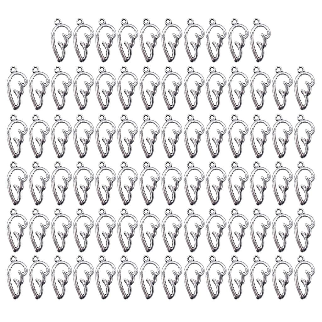 Sett med 80 antikkfargede legeringsanheng med sjarm Stilige englevingeanheng Smykkefremstillingsutstyr DIY Smykkedeler