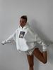 Season simple foreign style ins style lady print American thickened hooded personalized trend sweater