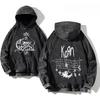 Moletons de Algodão Estilo Retrô Desgastado da Korn World Tour