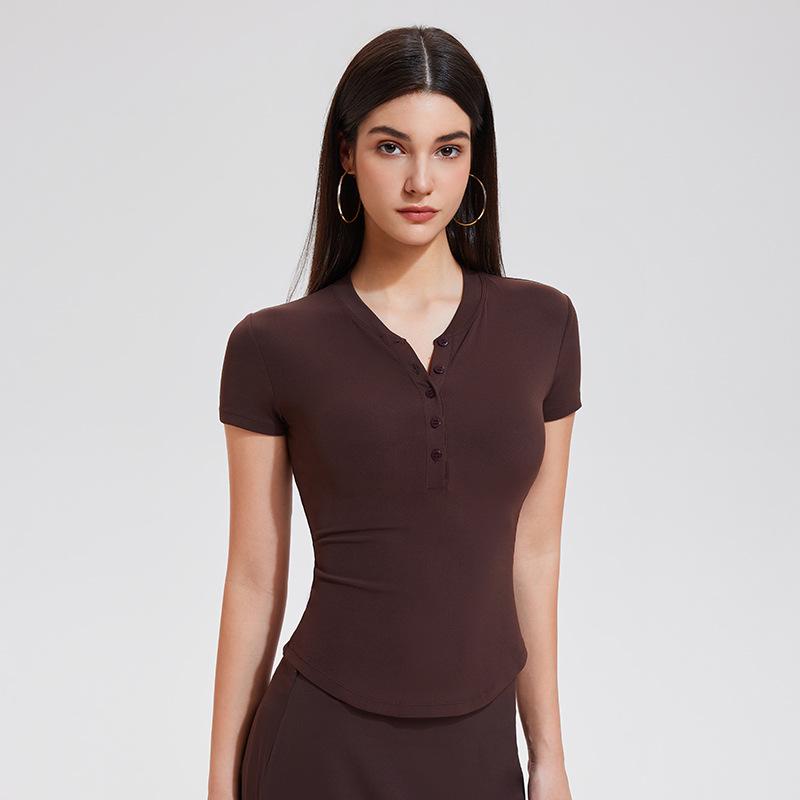 Футболка-поло Cross-Border Slim-Fit Henley для йоги и бега, быстросохнущая. XXXL