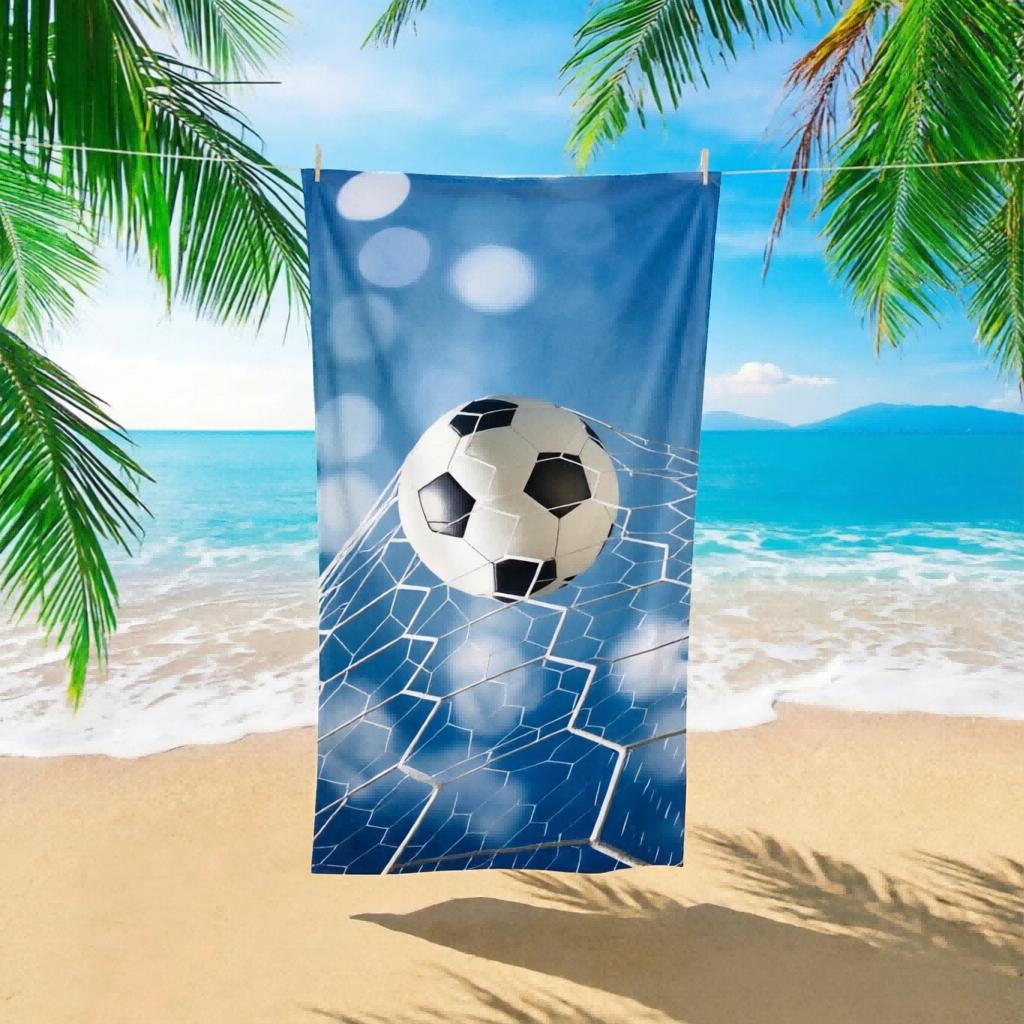 1pc Football Goal Beach Towel, Sand Resistant Quick Dry Towel, Soft Absorbent, Multipurpose for Sports, Swimming Pool, Beach