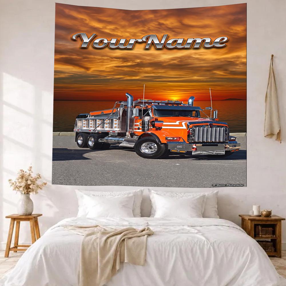 Kw Heavy Trucks Custom Your Name Wall Decor Tapestry Art For Pet Memorial Birthdaywedding Party Backdrop Family Gift