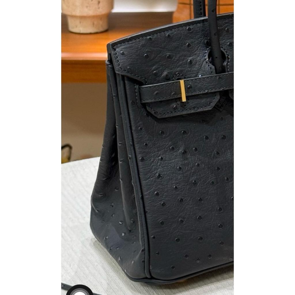 Ostrich Pattern Upgraded First Layer Cowhide Dukopp Slash Platinum 25/30 Inner Seam Edition Fashion Large Capacity Handbag