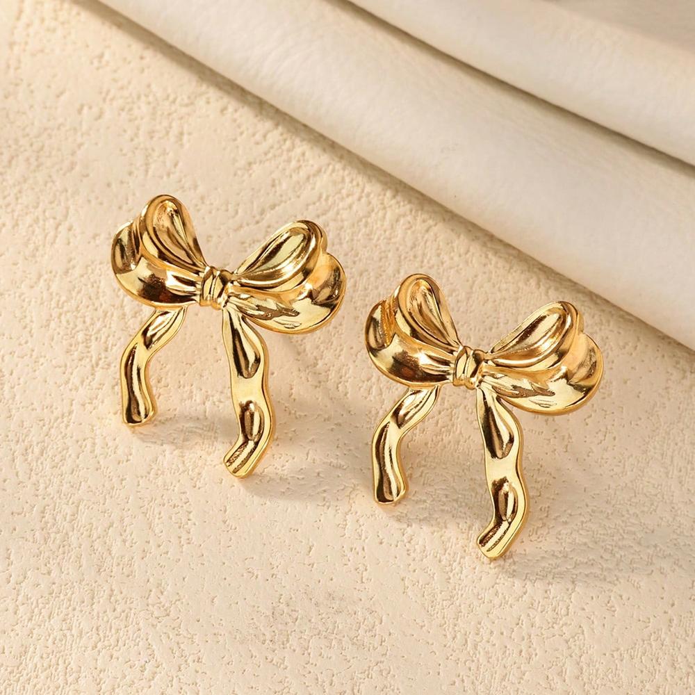 

Bow Flower Stainless Steel Earring for Women Mama 18K Gold-plated Stud Earring Wedding Jewelry Accessories Valentine s Day Gifts