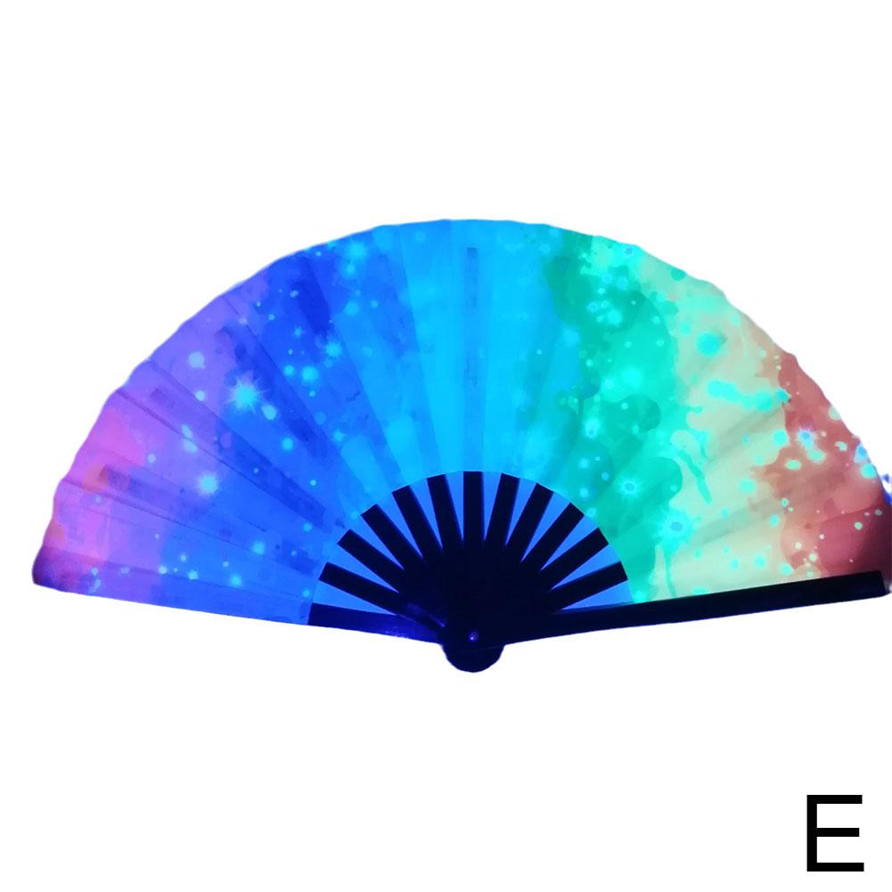 33cm Large Folding Hand Rave Fan Chinease/Japanese Music Colorful Fan Gradient Reflective Festival Dance Fan Fan Gifts Fold Q4C5