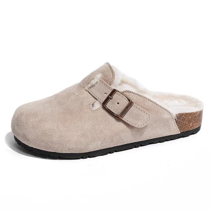 

Fleece women s new winter outdoor warm fluffy shoes thick-soled one-pedal cotton slippers 35