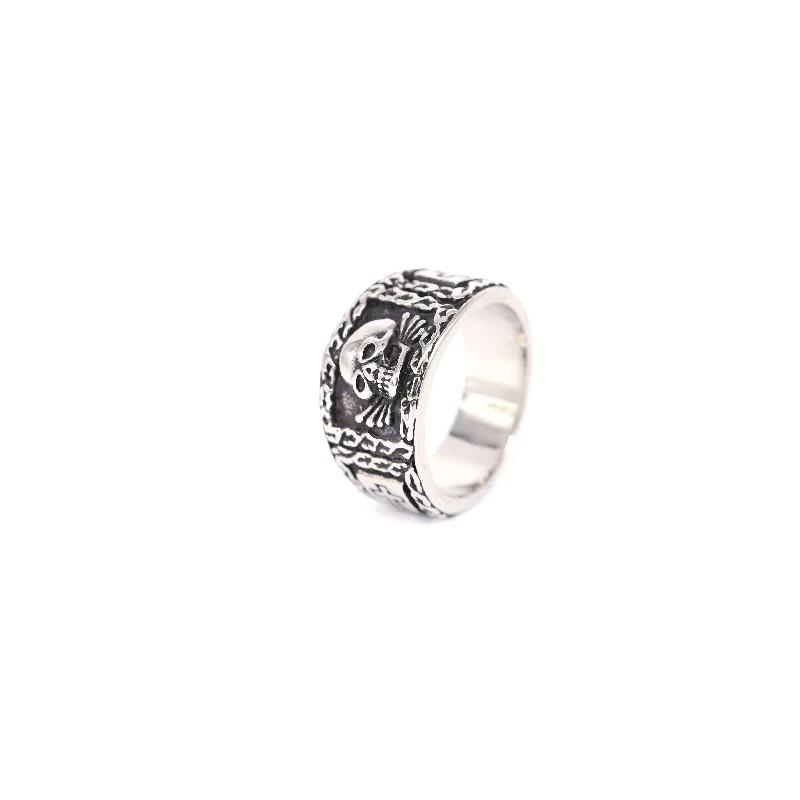 Anillo Sellado Vintage de Acero Inoxidable Calavera Piedra Anillos de Moda Cool Calavera Hip Hop Punk Anillo Cruz Joyería