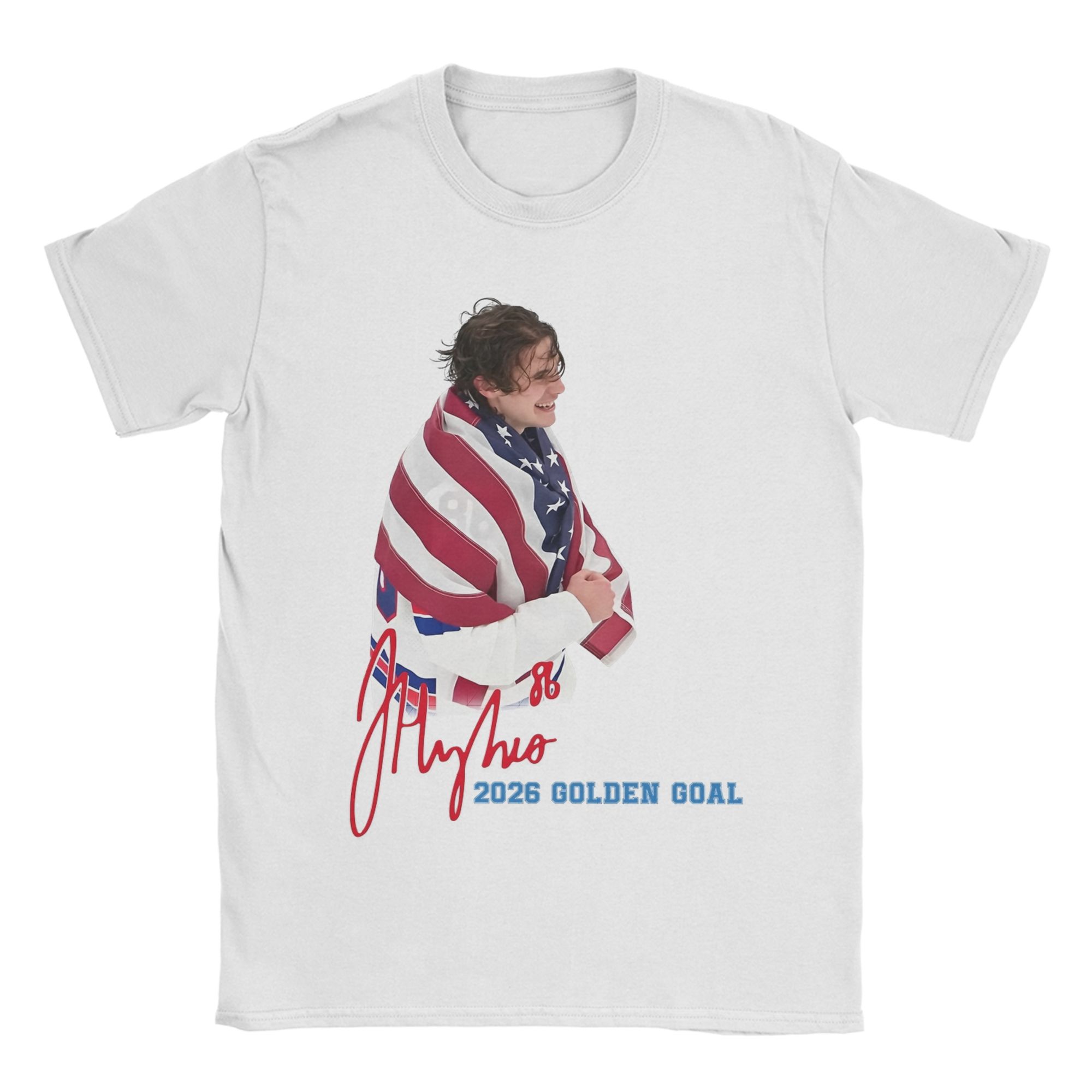 Unisex Jack Hughes Gold Medal USA Hockey T Shirt Pure Cotton Tops Funny Short Sleeve O Neck Tees Birthday Gift TShirts S