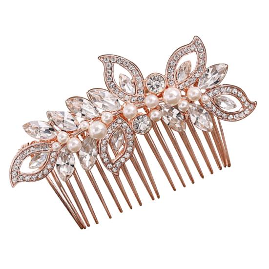 Elegant Lady Rhinestone Faux Pearl Hair Pin Comb Clip Wedding Bridal Headwear