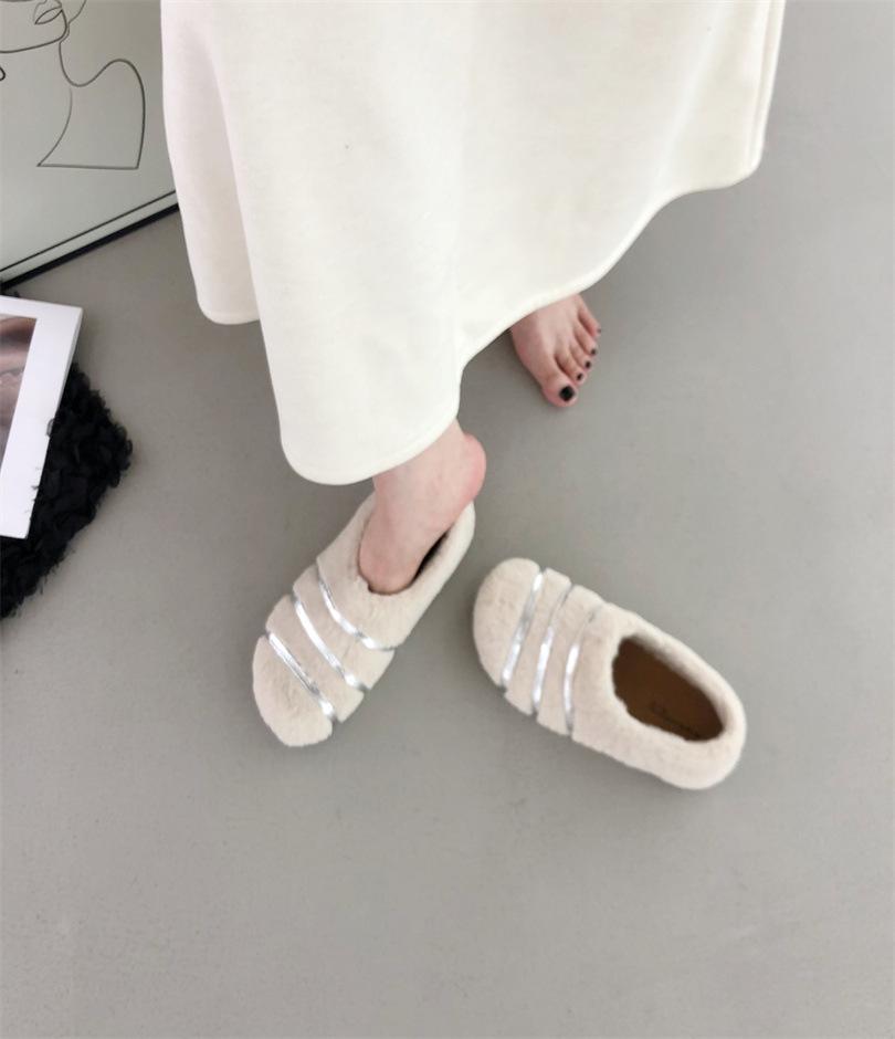 Thick-bottomed fluffy slippers for women to wear autumn and winter new slippers Korean version Korean version
