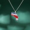 EUEAVAN Drip Oil Costa Rica Map Necklace For Women Stainless Steel Costa Rica Flag Pendant New Charm Fashion Party Jewelry Gifts