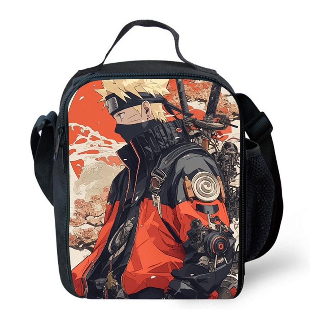 Cartoon NARUTO Insulated Cooler Lunch Bag Cute Portable Lightweight Picnic Bag for Boys & Girls Age 5-10 Kids Daily Food Bag
