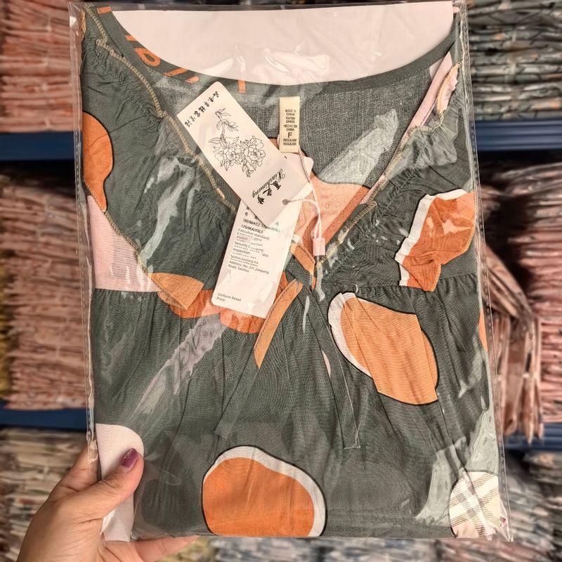 Artificial Cotton Nightdress Women's Summer Thin Plus Size Pajamas Short-Sleeved Artificial Cotton Dress Can Be Outerwear Homewear Maternity Dress