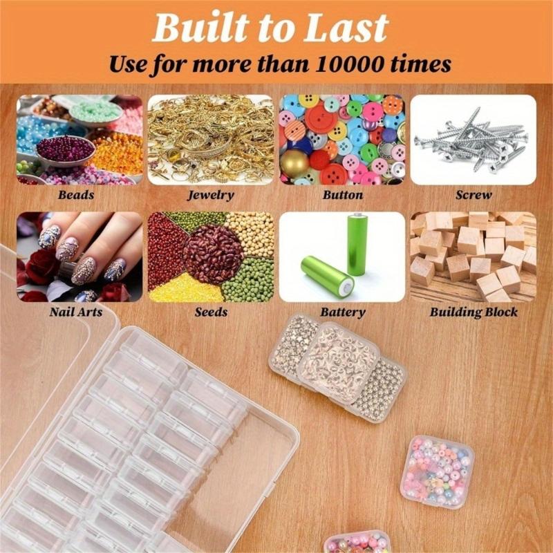 Stylish 30 Compartment Clear Organizers Box Sturdy Plastic Storage Case Portable for Jewelry Beads Desk Accessories