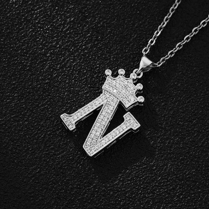 Fashion Luxury A-Z Crown Alphabet Pendant Chain Necklace Punk Style Lucky Initial Name  Best Party Wedding Birthday Gift
