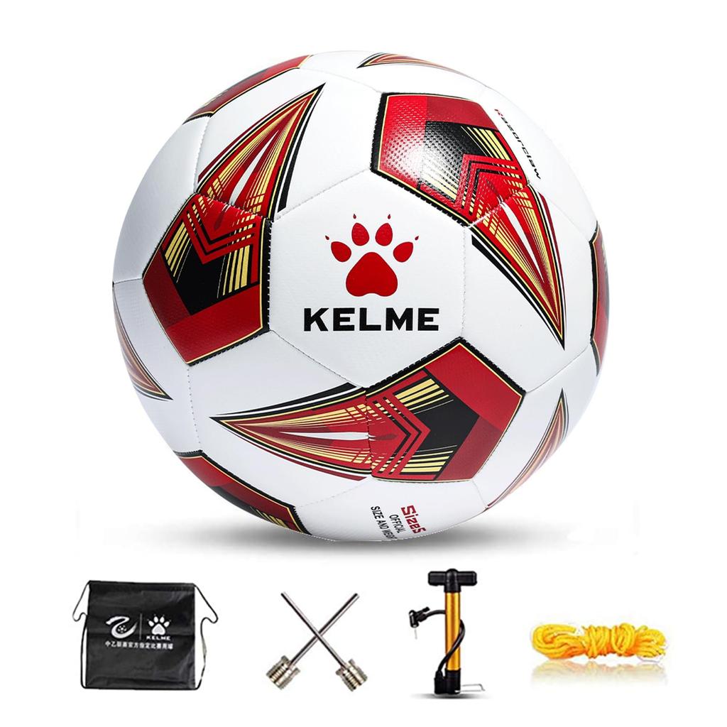 KELME Soccer Size 4 and for Match Durable Size Ball, 5, Adults, Ball, Wear-Resistant, Futsal, Practice, Kids, Lightweight, (8401QU5114 Red, 4)