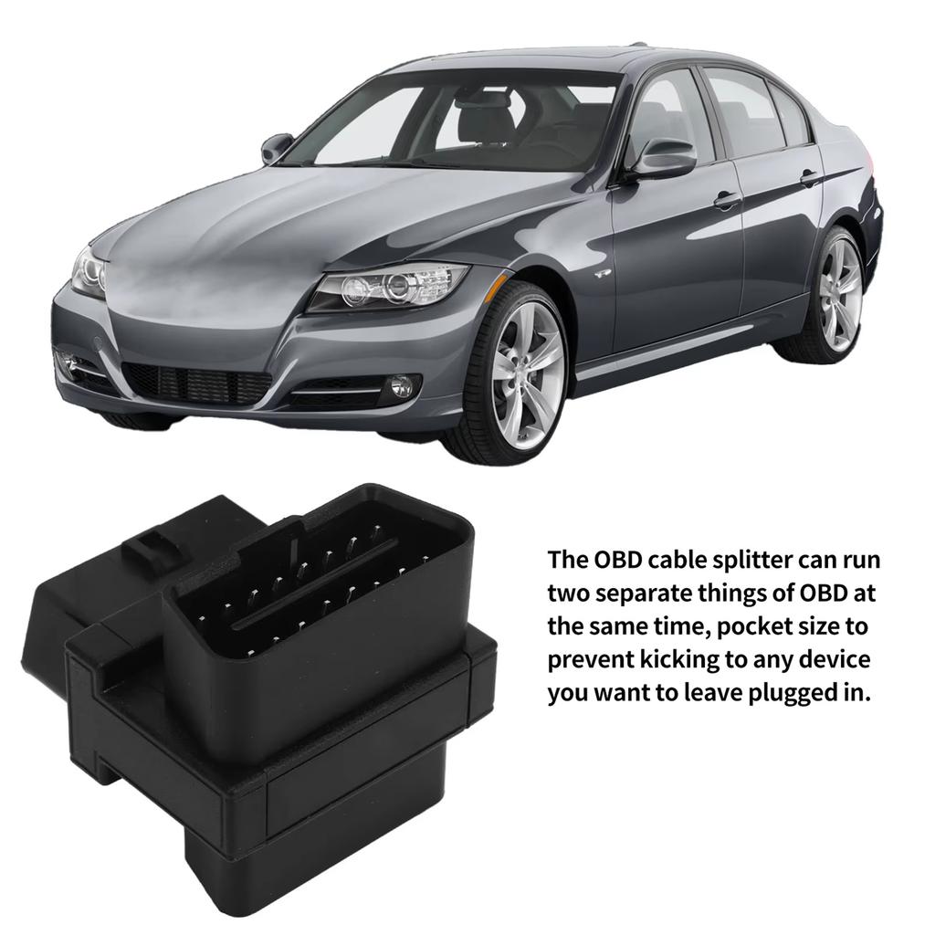 OBDII Cable Converter Splitter 16 Pin Male with Double Female Port for Vehicle Diagnostics Double Device Compatibility