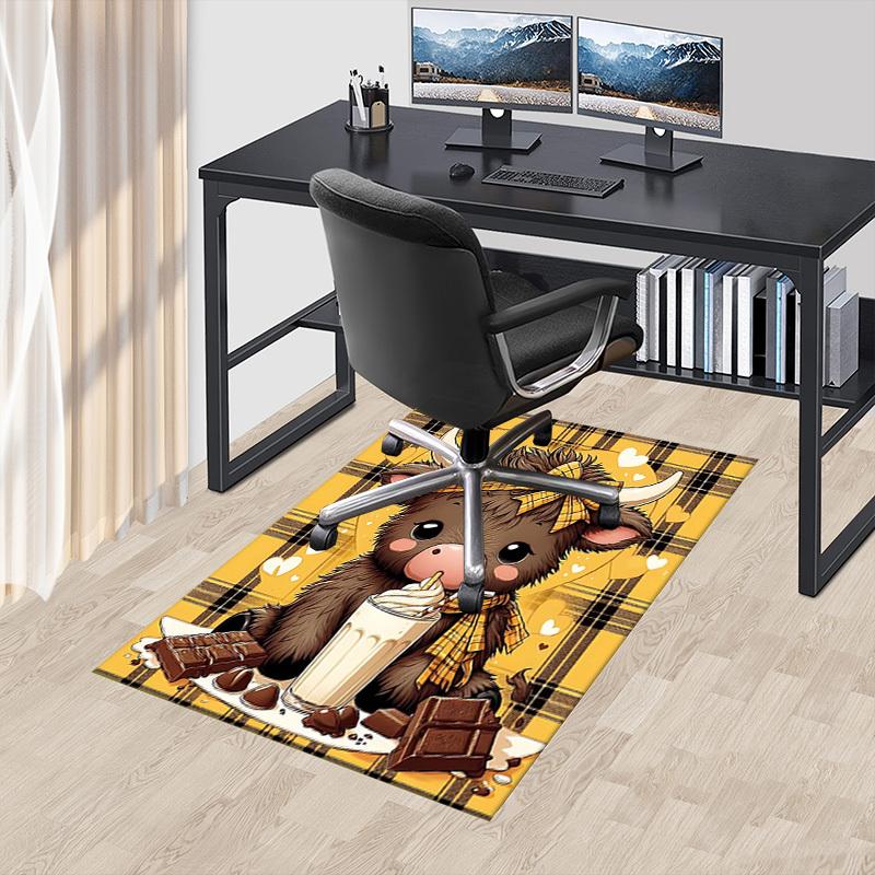 1PC cow plaid Non-Slip Floor Carpet Compatible for Office&Living Room&Bedroom&Dining room - Flat - Weave Machine-S0331