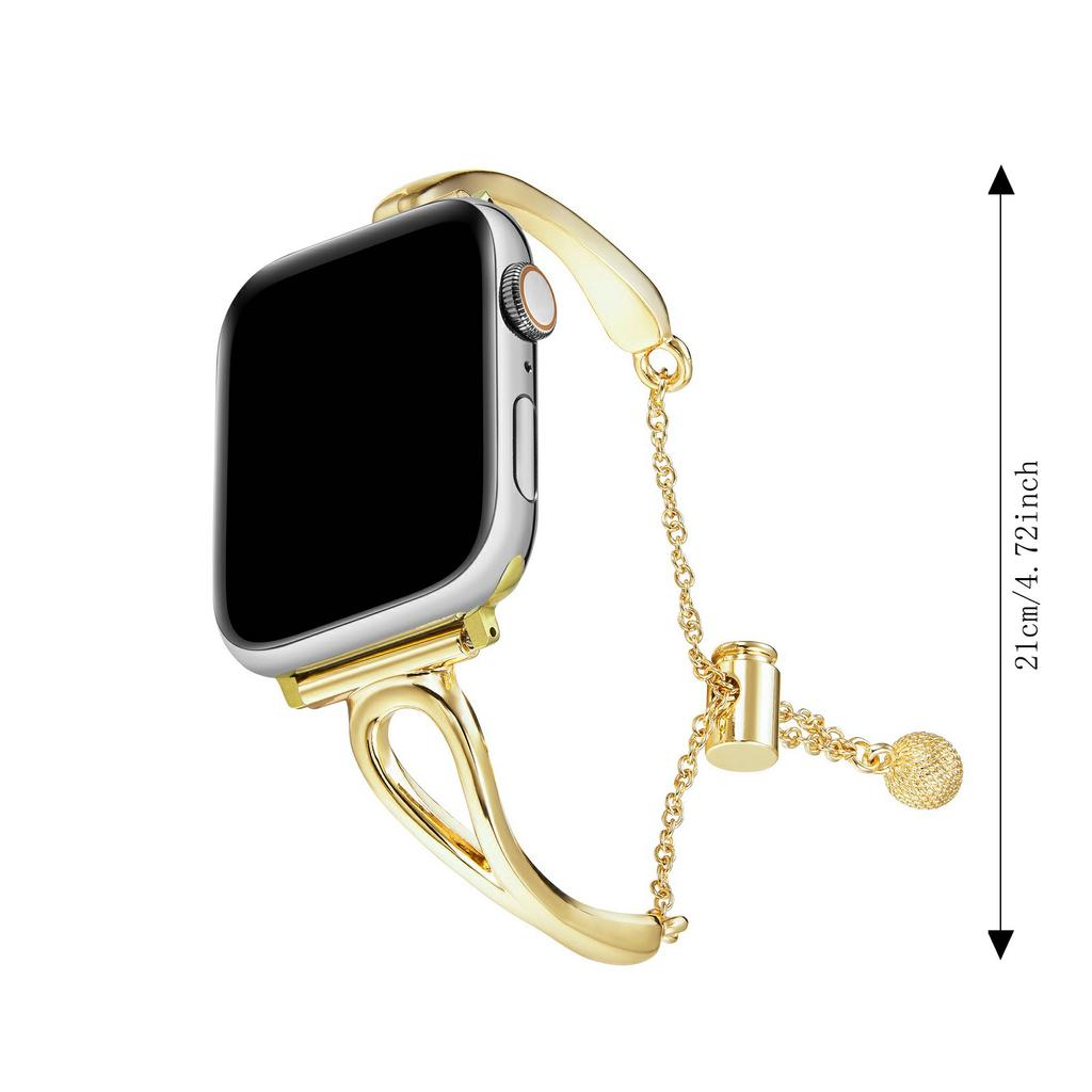 Metal Bracelet Band for Apple Watch Series 11 10 42mm/9 8 7 41mm/SE3 SE2 SE 6 5 4 40mm/3 2 1 38mm Drawstring Adjustable Hollow Watch Strap