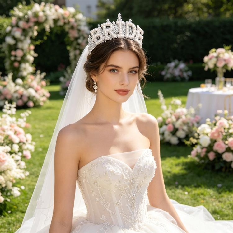 Bridal Pearls Crowns Stylish Graceful Crowns Wedding Photo Accessory Bride Crystal Hairband Wedding Photo Props