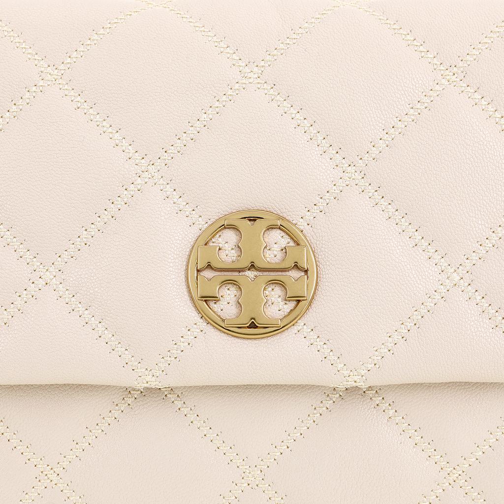 Tory Burch TB-Willa Quilted Chain Leather Square Messenger Bag Women Handbags Brie-Cheese-White 148243-724