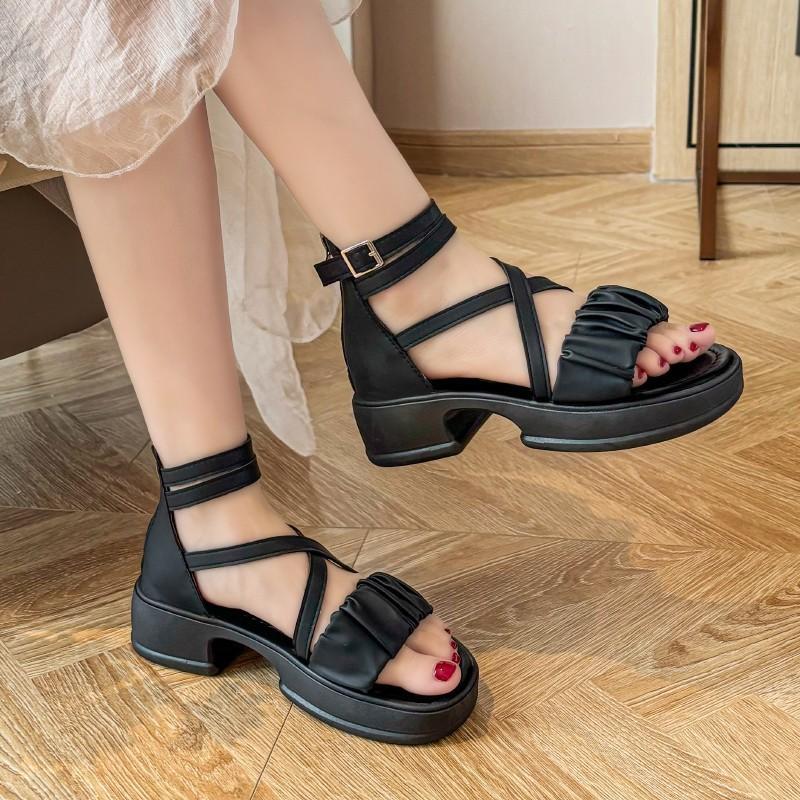 Platform Roman Sandals Women's 2025 Summer New Comfortable and Versatile Outside Breathable Sandals High Sense