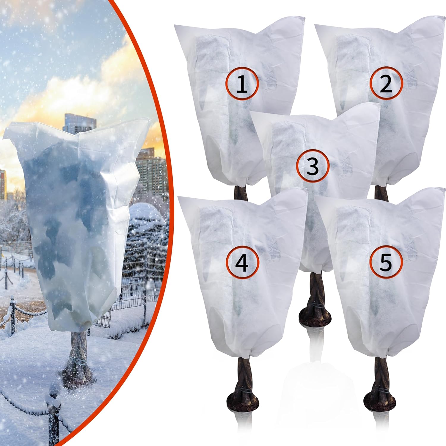 

31.3 X 39.3 Plant Covers Freeze Protection,5 Packs Frost Cloths for Outdoor Plants,Reusable Frost Blankets белый