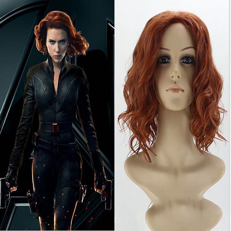 

Роскошный короткий кудрявый синтетический косплей-парик Наташи Романофф Черной Вдовы для идеального завершения костюма