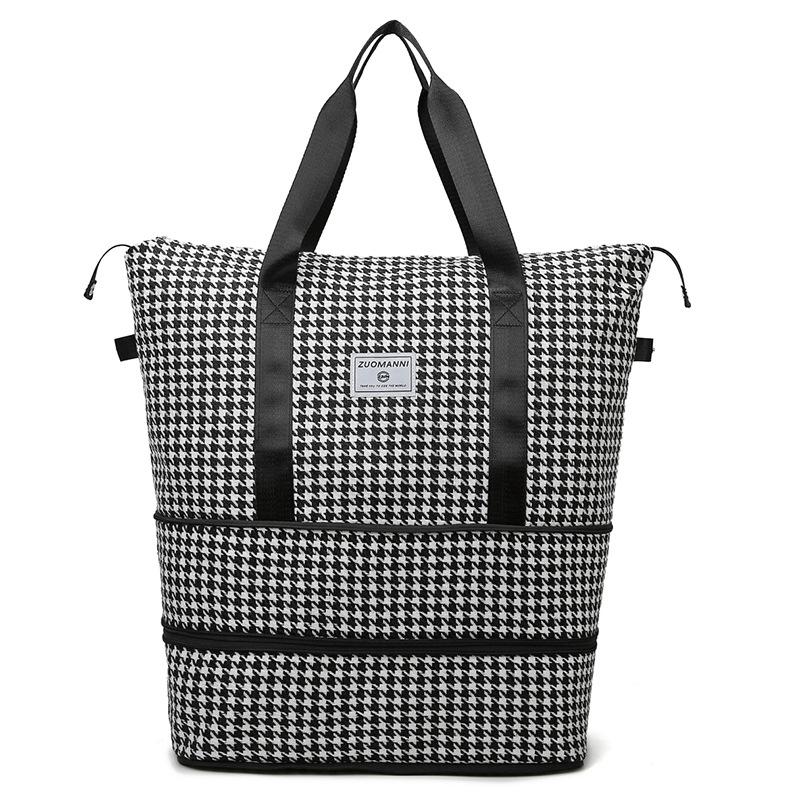 

Fashionable Houndstooth Dry Wet Separation Contrasting Color Yoga Bag Double-layer Extended Home Travel Clothing Storage Bag чёрный