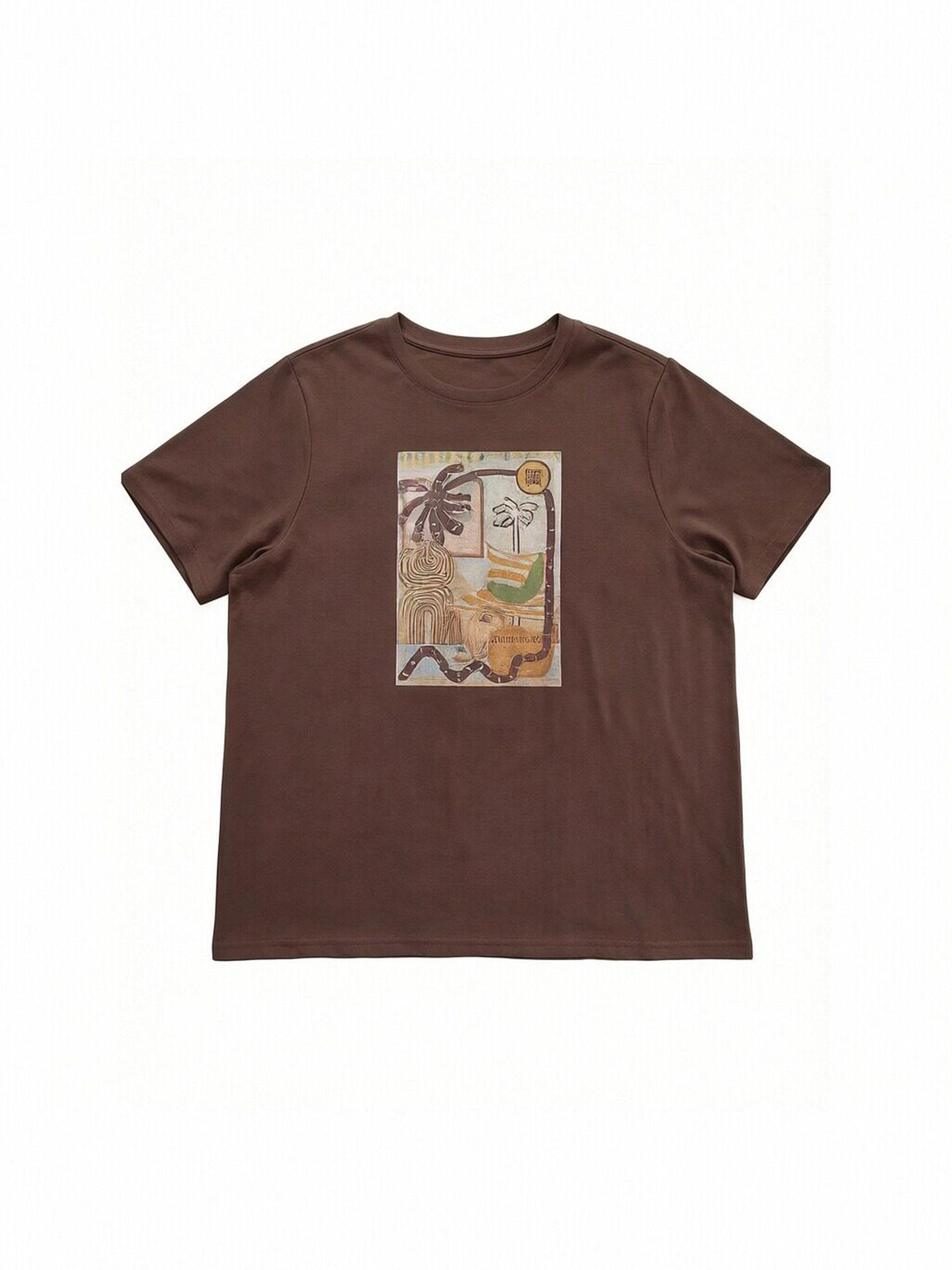 

Plus Size Women s Round Neck English Print Short Sleeve Spring 2026 Multicolor Letter Pullover T-Shirt XL (120-140 jin)
