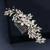 Handmade Pearl Hair Comb For Bride Wedding Updo Floral Leaf Hairpin Xiuhe Suit Headpiece Bridal Dress Accessories