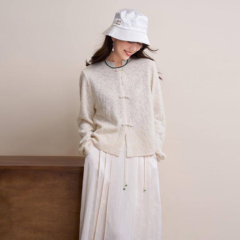 Mocana Women's Chinese Style Disc Button Lambswool Long Sleeve Sweater