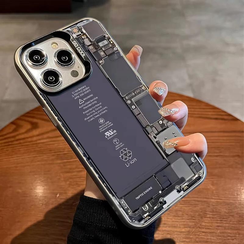 Circuit Board Electroplate Silver Phone Case for  14T Pro Cases Mi 13 12 11 Lite 14 13T 12T Poco M6 X6 F5 F6 Pro Cover