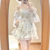 Sunscreen chiffon floral dress women's summer high-end temperament fairy irregular skirt waist small short skirt