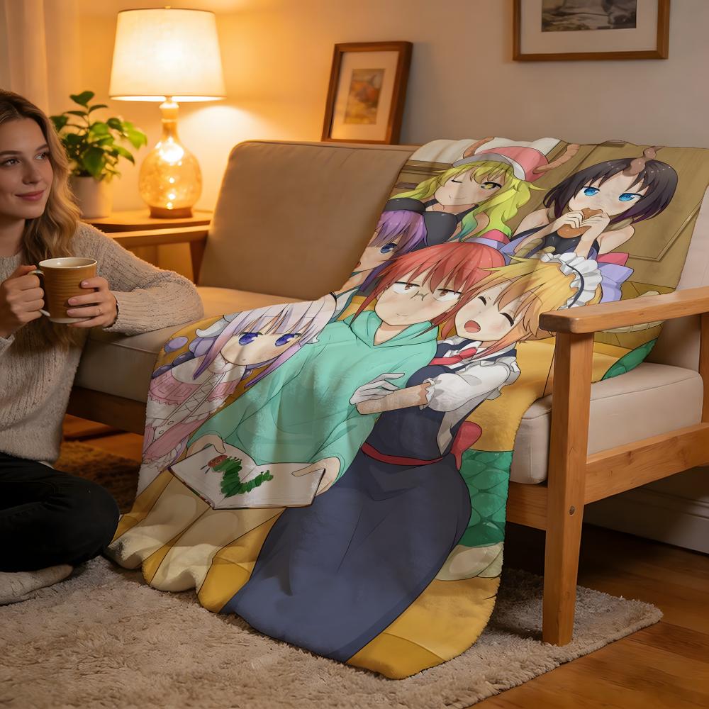 Throw High-Density Short Plush Blanket For Sofa Nap Air-Conditioned Room Soft Skin-Friendly Miss Kobayashi's Dragon Maid