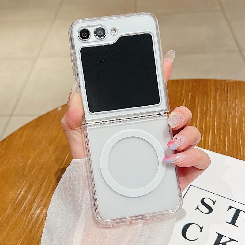 Pro MagSafe Průhledný Kryt na Telefon pro Samsung Galaxy Z Flip 6 5 4 3 Flip6 Flip5 Flip4 Flip3 5G Průhledný Ochranný Kryt proti Pádu