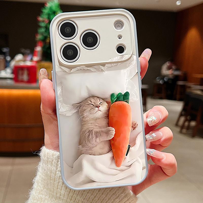 Magnetic For Magsafe Case For iPhone 17 Pro Max Sleeping Cat Carrot Pattern Skin Feeling Cover For iPhone 16 15 14 13 Pro Max