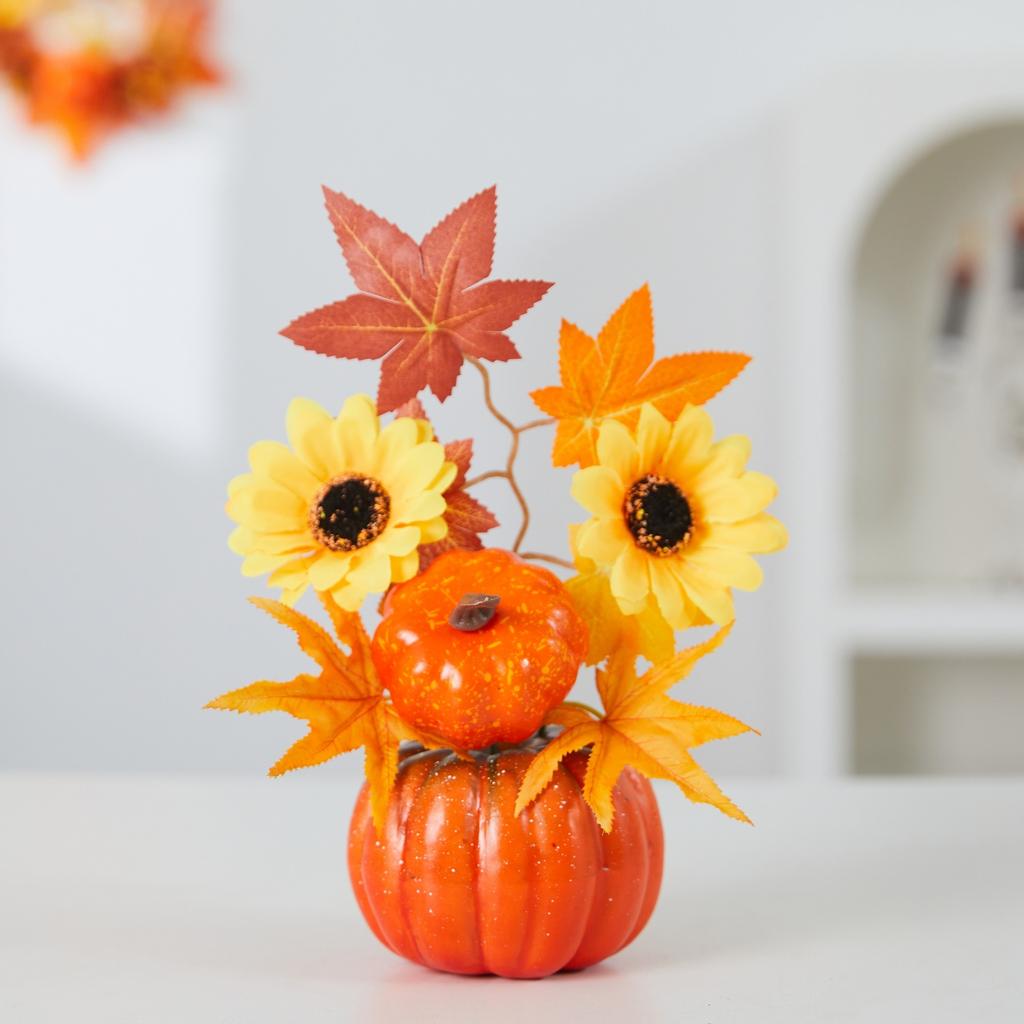 Decorazioni per Festa a Tema Autunnale Ornamenti Girasole Foglia d'Acero Giorno del Ringraziamento Bonsai Festa del Raccolto Fai da Te Felice Giorno di Halloween 2025
