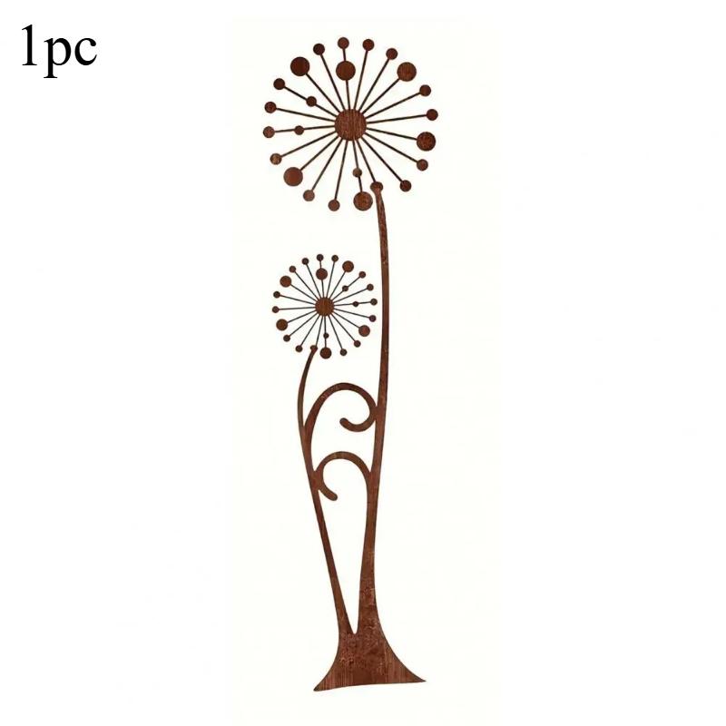 Rusty Dandelion Stakes Metal Flower Plant Garden Stake Yard Decoration Outdoor Dandelion Stake for Courtyard Lawn Pathway Farm