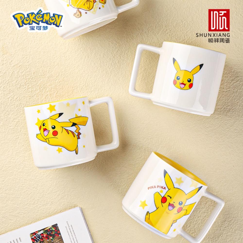 SHUNXIANG Pokémon Lizenzierte Pikachu Keramiktassen Milchbecher Niedlich Getränk Geschirr Kaffeetasse Geschenk Dessert Kawaii Trinkgefäße Küche