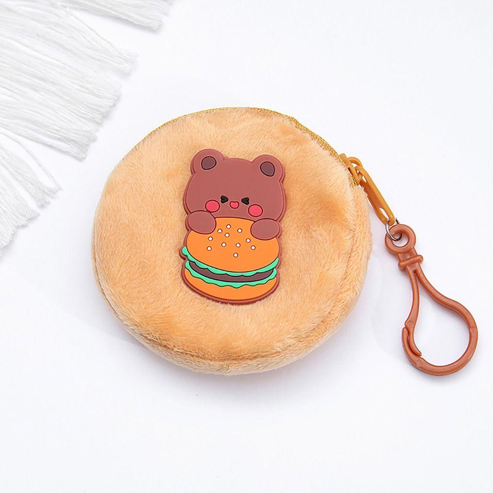Mini Money Coin Purse Cartoon Patched Round Earphone Bag with Hook Coin Bag Male