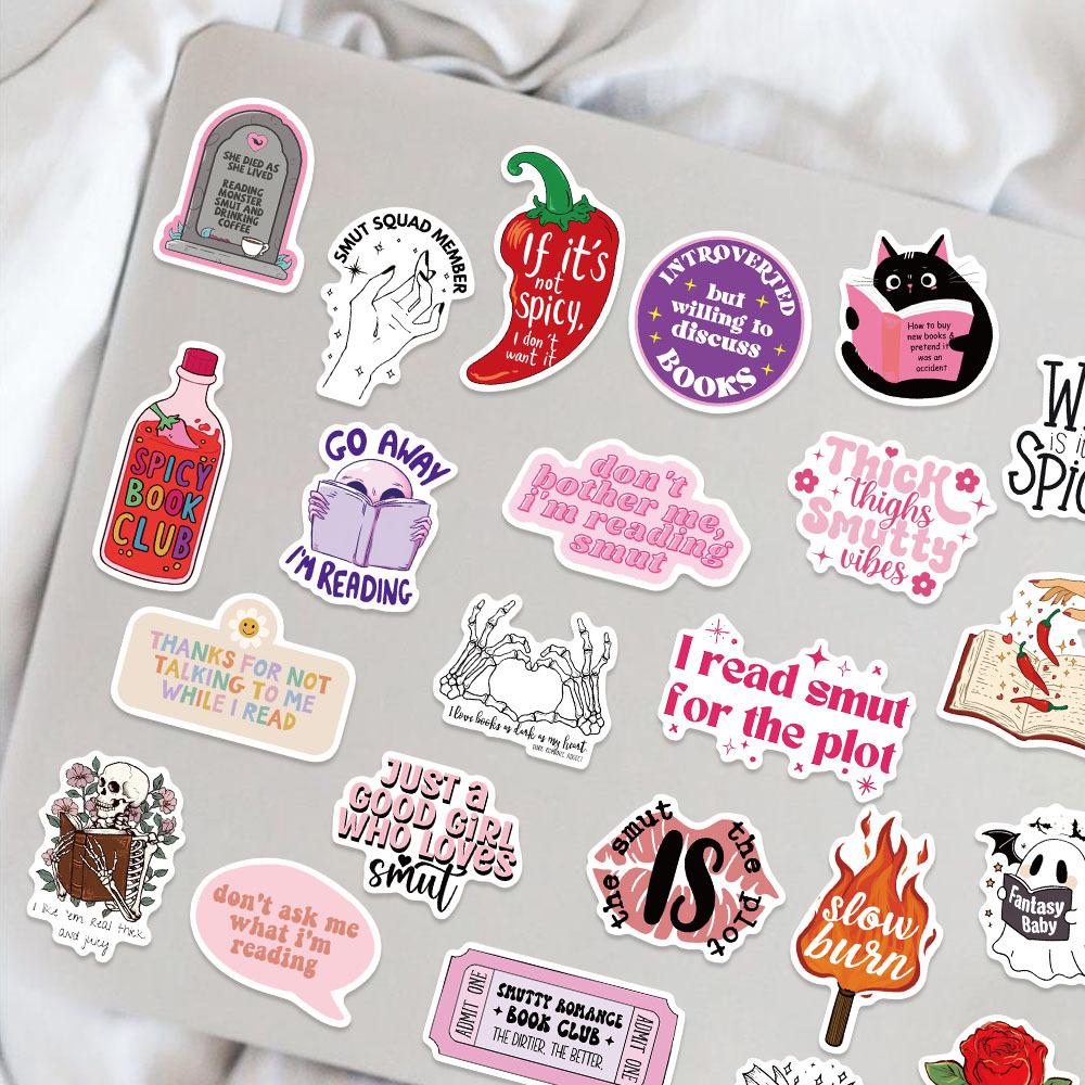Various 50 Cartoon Reading Books Smut Graffiti Stickers Decorate Guitar Notebook Suitcase DIY