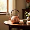 Tea Kettle with Lid Copper Hammered Teapot for Collectors, Kitchen, Camping 0.6L
